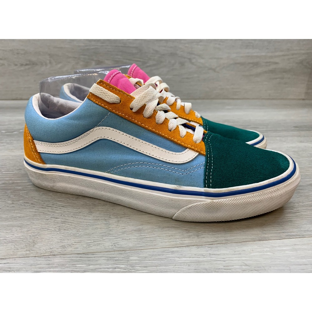 Vans Old Skool Women's Sneakers Multi Color Block Suede Canvas 8.5 Casual Shoes - Picture 1 of 10
